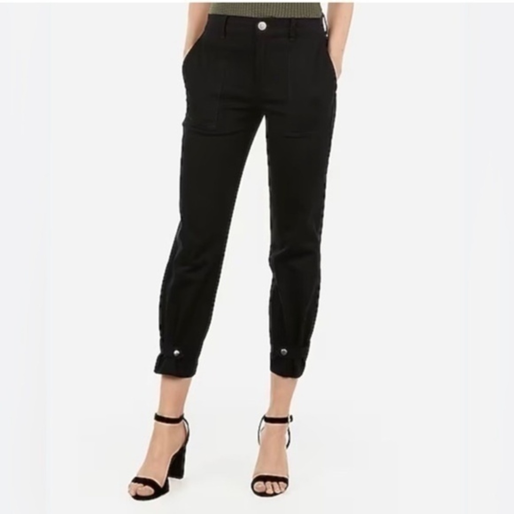 Express High Waisted Straight Cropped Cinched Hem Utility Pant